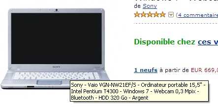 Exemple de balise Alt chez Amazon