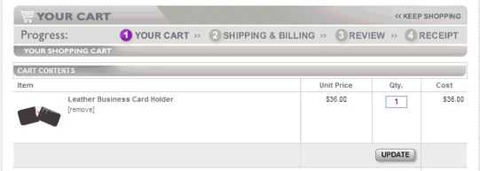 Exemple de Panier sur Yahoo Store
