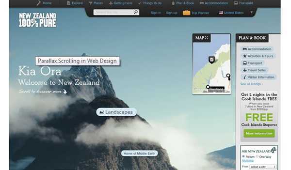 Exemple de site avec effet parallaxe