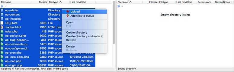 Utilisez le client FTP pour installer WordPress