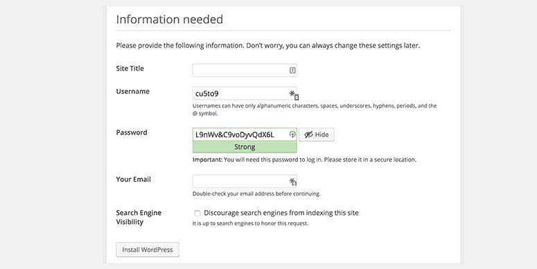 Paramètres du site WordPress