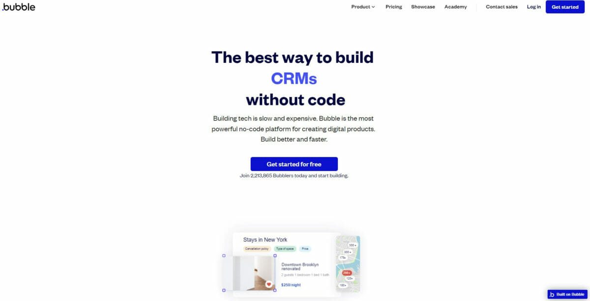 Capture d'écran du site Web Bubble io